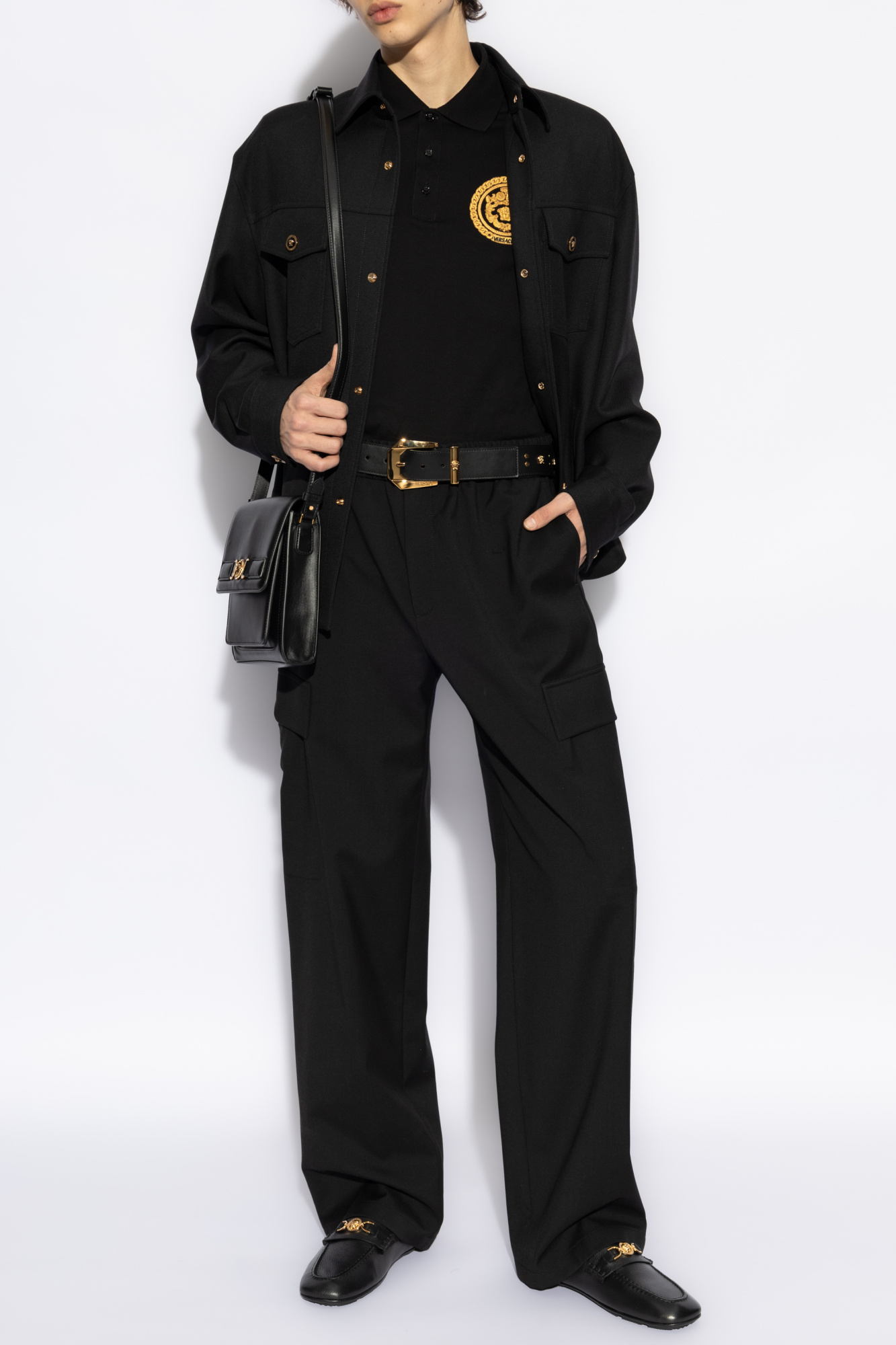 Tシャツ・カットソー VERSACE SS25 Black wool jacket (10188671A08771 1B000) Versace Wool jacket with pockets | Men's Clothing | Vitkac